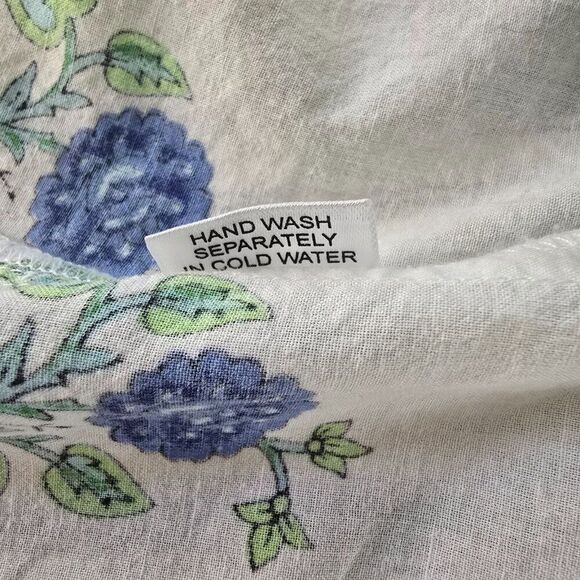 Mary Marshmallow Floral Print Tunic Dress Women Sz S Blue Green White All Cotton - Picture 9 of 9